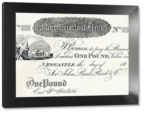 One Pound Note Executed for the Northumberland Bank, c1820