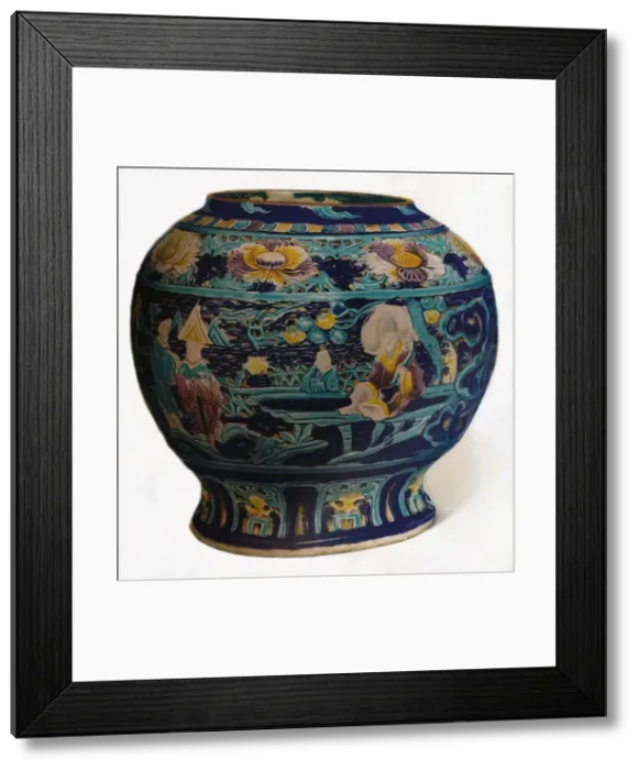 Framed Print : Fahua jar with openwork design showing the Eight Daoist Immortals, c1550 Framed Print : Fahua jar with openwork design showing the Eight Daoist Immortals, c1550