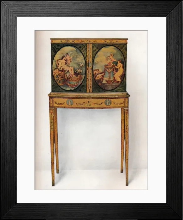 Framed Print : Small Mahogany Cabinet on Stand, c1680 Framed Print : Small Mahogany Cabinet on Stand, c1680