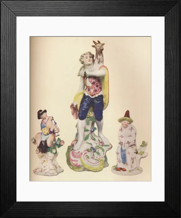 Framed Print : Three China Figures From The Wallace Elliot Collection, c1775 Framed Print : Three China Figures From The Wallace Elliot Collection, c1775