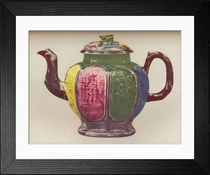 Framed Print : An Octagonal Salt-Glaze Teapot, c1770 Framed Print : An Octagonal Salt-Glaze Teapot, c1770