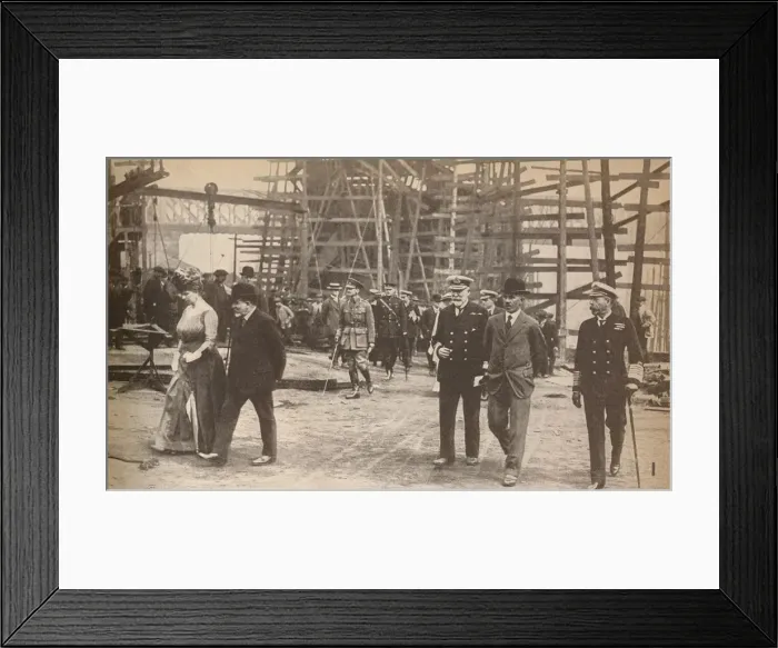 Framed Print : King George V and Queen Mary at a Sunderland shipyard during World War I, June 15th, 1917, (1935) Framed Print : King George V and Queen Mary at a Sunderland shipyard during World War I, June 15th, 1917, (1935)