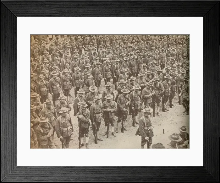 Framed Print : United States Troops on parade before their march through London on August 15, 1917, when they were Framed Print : United States Troops on parade before their march through London on August 15, 1917, when they were