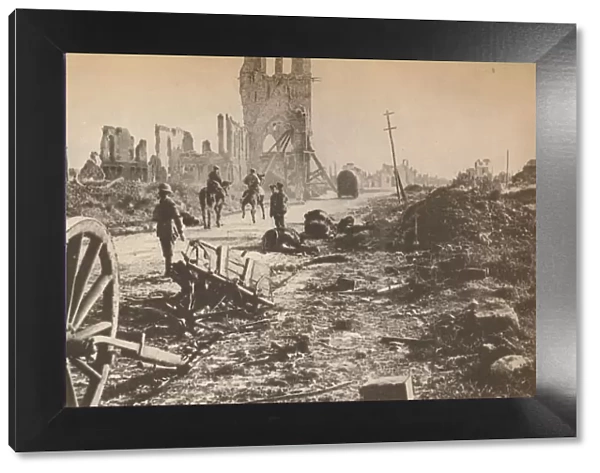The battered remains of Ypres after the last shell had done its worst, showing the ruins of the fam