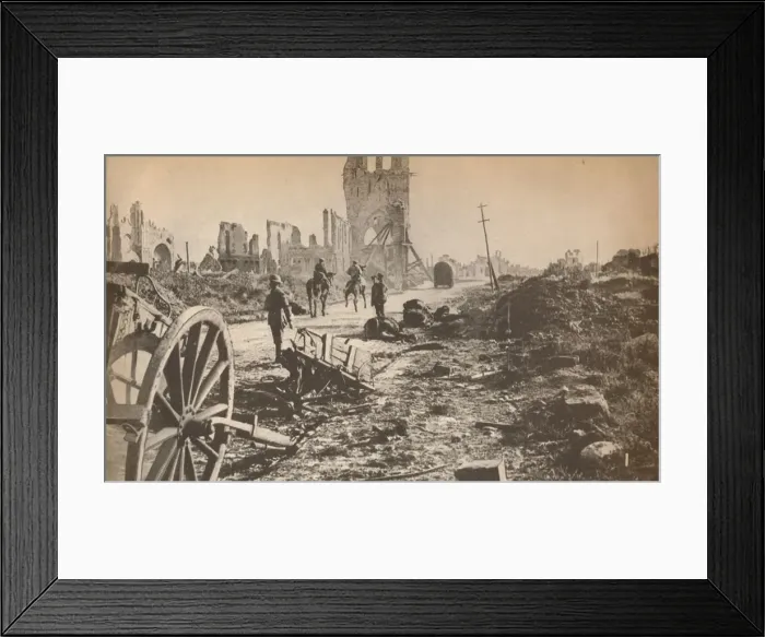 Framed Print : The battered remains of Ypres after the last shell had done its worst, showing the ruins of the fam Framed Print : The battered remains of Ypres after the last shell had done its worst, showing the ruins of the fam