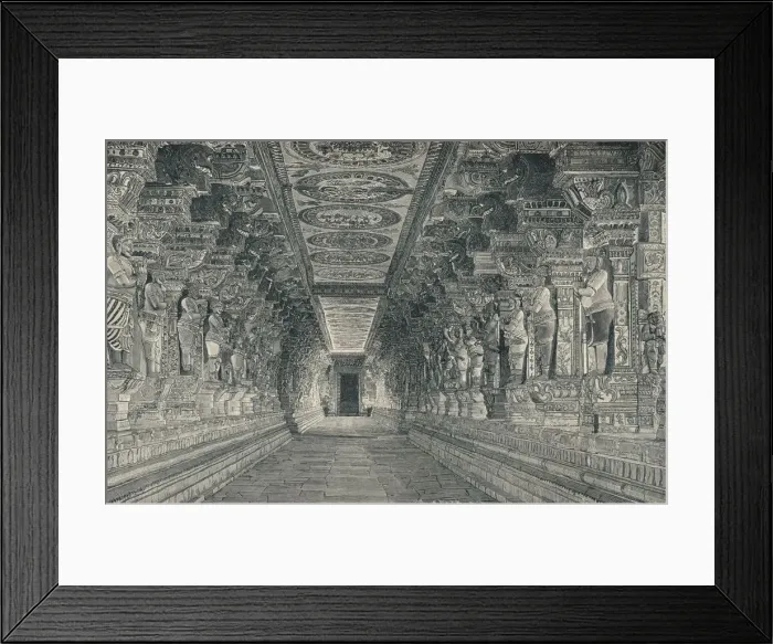 Framed Print : Colonnade in the Interior of the Hindu Temple on the Island of Rameswaram Southern India, c1903, ( Framed Print : Colonnade in the Interior of the Hindu Temple on the Island of Rameswaram Southern India, c1903, (