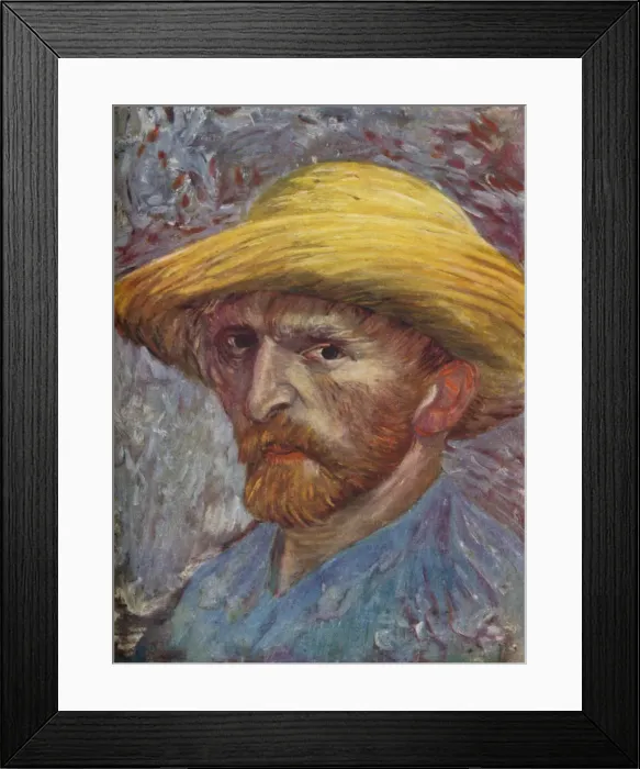 Framed Print : Self Portrait with Straw Hat, 1887. Artist: Vincent van Gogh