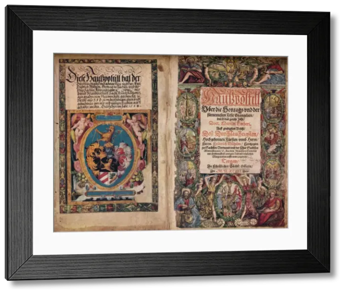 Framed Print : An Early Autograph Album: A Hauspostill from the works of Martin Luther, c1550 Framed Print : An Early Autograph Album: A Hauspostill from the works of Martin Luther, c1550