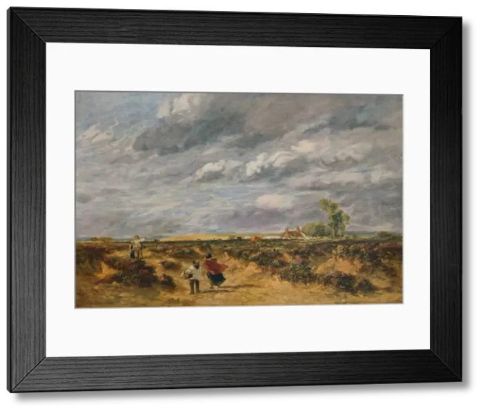 Framed Print : Flying the Kite, A Windy Day, 1851. Artist: David Cox the elder Framed Print : Flying the Kite, A Windy Day, 1851. Artist: David Cox the elder