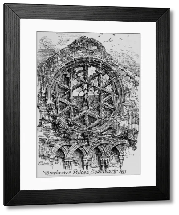 Framed Print : The Circular Window of the Hall of Winchester House (Winchester Palace), Southwark, 1835, (1912). Artist: David Roberts Framed Print : The Circular Window of the Hall of Winchester House (Winchester Palace), Southwark, 1835, (1912). Artist: David Roberts