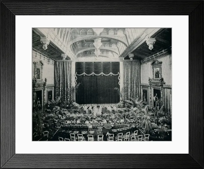 Framed Print : The Waterloo Chamber, Windsor Castle, Fitted as a theatre for the State Plays of 1891, c1891, (1901 Artist: Eyre & Spottiswoode Framed Print : The Waterloo Chamber, Windsor Castle, Fitted as a theatre for the State Plays of 1891, c1891, (1901 Artist: Eyre & Spottiswoode
