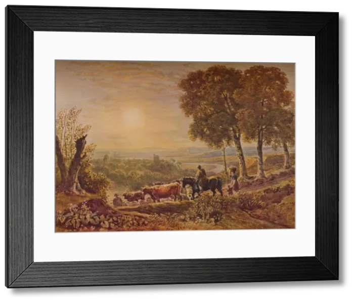 Framed Print : Sunset with Cattle, 1841. Artist: George Barret Junior Framed Print : Sunset with Cattle, 1841. Artist: George Barret Junior