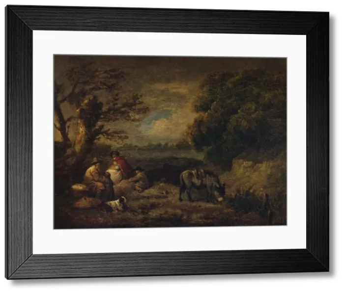 Framed Print : Gipsies resting with Donkey, 1795. Artist: George Morland Framed Print : Gipsies resting with Donkey, 1795. Artist: George Morland