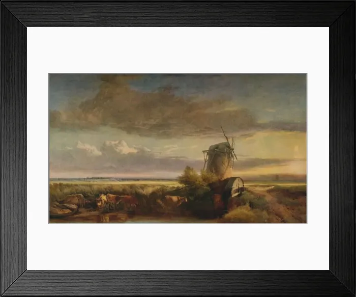 Framed Print : Mills on the Fens, c1853. Artist: Henry Bright Framed Print : Mills on the Fens, c1853. Artist: Henry Bright