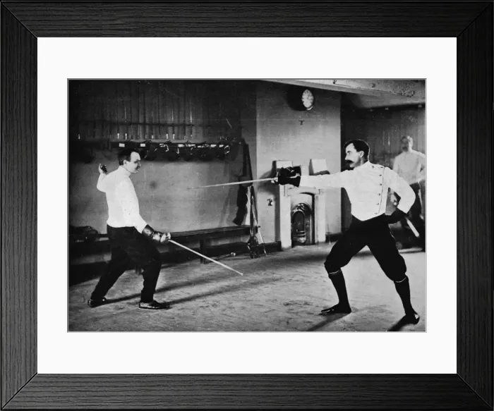 Framed Print : An Assault With the French Duelling Sword, c1900, (1903). Artist: Hills and Saunders Framed Print : An Assault With the French Duelling Sword, c1900, (1903). Artist: Hills and Saunders
