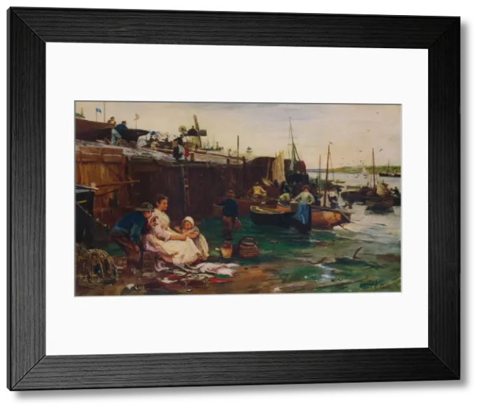 Framed Print : Fisherfolk at St. Ives, 1893. Artist: John Robertson Reid Framed Print : Fisherfolk at St. Ives, 1893. Artist: John Robertson Reid