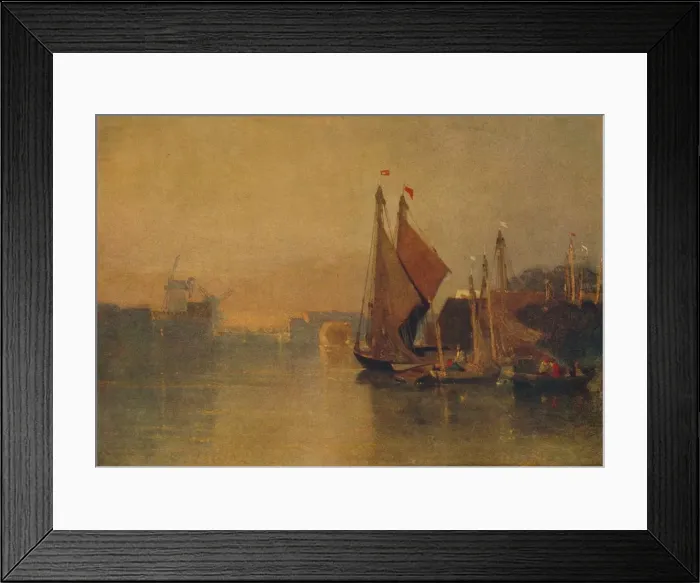 Framed Print : View from Yarmouth Bridge, Norfolk, Looking towards Breydon, Just after Sunset, c1823. Artist: John Sell Cotman Framed Print : View from Yarmouth Bridge, Norfolk, Looking towards Breydon, Just after Sunset, c1823. Artist: John Sell Cotman