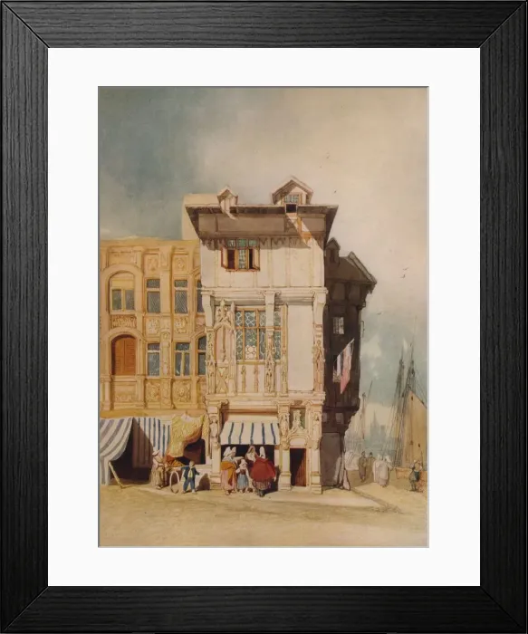 Framed Print : Old Houses, with Figures, c1836. Artist: John Sell Cotman Framed Print : Old Houses, with Figures, c1836. Artist: John Sell Cotman