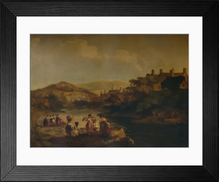 Framed Print : Women Washing Clothes in a Welsh Stream, 1790. Artist: Julius Caesar Ibbetson Framed Print : Women Washing Clothes in a Welsh Stream, 1790. Artist: Julius Caesar Ibbetson