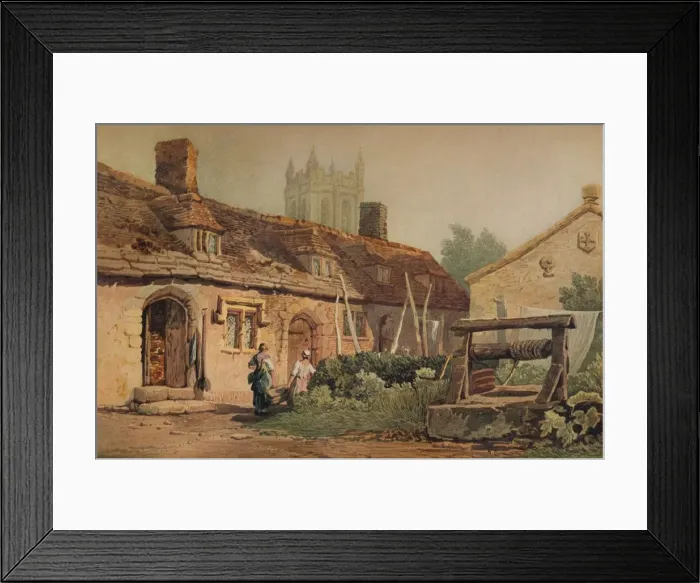 Framed Print : Cottages at Glastonbury, c1819. Artist: Samuel Prout Framed Print : Cottages at Glastonbury, c1819. Artist: Samuel Prout