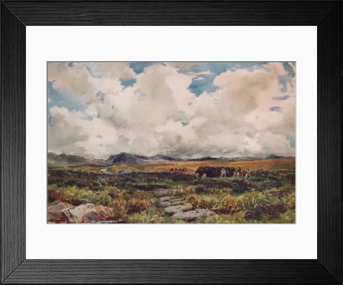 Framed Print : Stacking Peat, Festiniog, North Wales, 1881. Artist: Thomas Collier Framed Print : Stacking Peat, Festiniog, North Wales, 1881. Artist: Thomas Collier