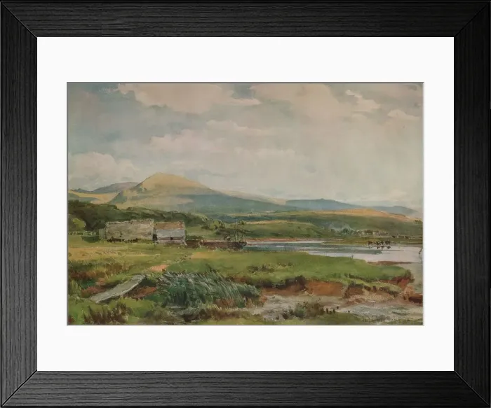 Framed Print : River Scene with Cottages, c1887. Artist: Thomas Collier Framed Print : River Scene with Cottages, c1887. Artist: Thomas Collier