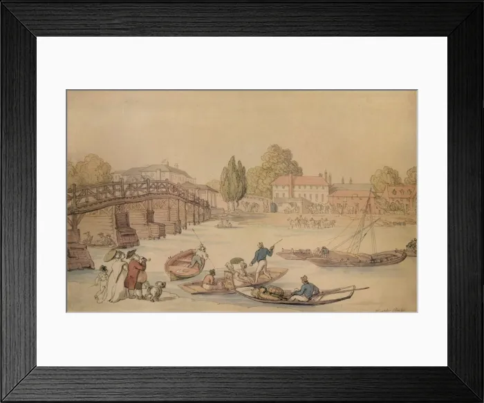 Framed Print : Hampton Bridge, 1800. Artist: Thomas Rowlandson Framed Print : Hampton Bridge, 1800. Artist: Thomas Rowlandson