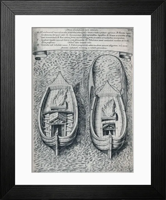 Framed Print : Seventeenth Century Fireship, c1660 Framed Print : Seventeenth Century Fireship, c1660