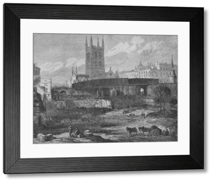 Framed Print : Part of the Site of St. Thomass Hospital at Southwark Being Cleared for Railway Purposes, c1862 Framed Print : Part of the Site of St. Thomass Hospital at Southwark Being Cleared for Railway Purposes, c1862