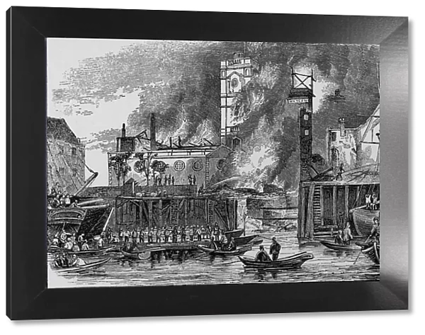 Fire at Toppings Wharf, London Bridge, 1843, c1843, (1912)
