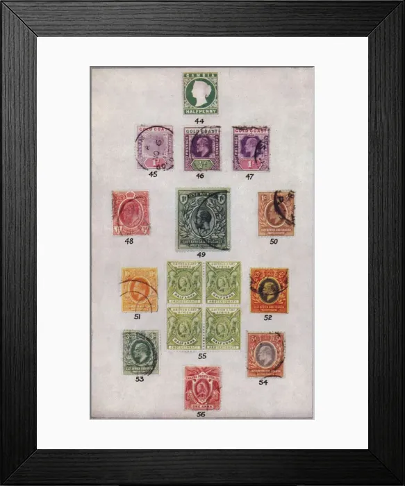 Framed Print : Various Stamps of Africa Nos. 44-56, c1943, (1944) Framed Print : Various Stamps of Africa Nos. 44-56, c1943, (1944)