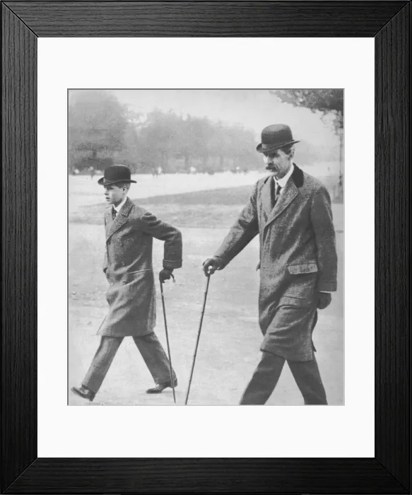 Framed Print : Prince Edward walking with Mr HP Hansell, his tutor, at Auteuil, France, 1912 (1936) Framed Print : Prince Edward walking with Mr HP Hansell, his tutor, at Auteuil, France, 1912 (1936)
