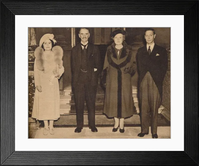 Framed Print : Home Again - the King, the Queen, with Mr. and Mrs. Chamberlain, 1938, (1938) Framed Print : Home Again - the King, the Queen, with Mr. and Mrs. Chamberlain, 1938, (1938)
