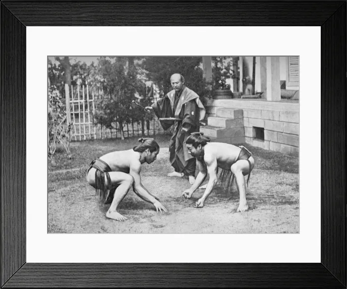 Framed Print : Japanese Wrestlers Ready for a Go, c1902, (1903) Framed Print : Japanese Wrestlers Ready for a Go, c1902, (1903)