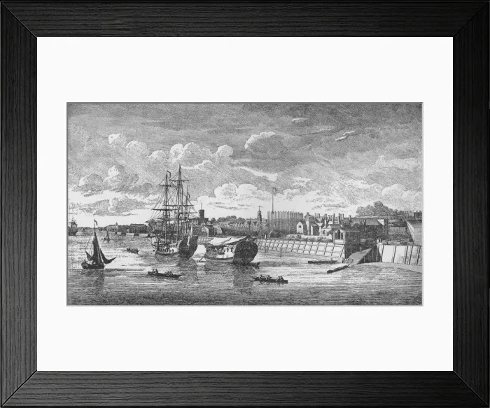 Framed Print : Woolwich Dockyard from the Thames, c1750, (1912). Artists: Unknown, John Boydell Framed Print : Woolwich Dockyard from the Thames, c1750, (1912). Artists: Unknown, John Boydell