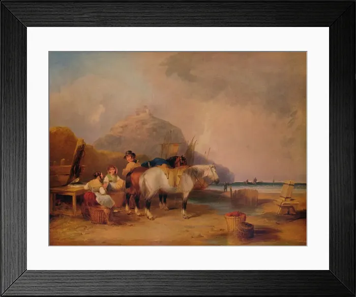 Framed Print : Coast Scene, with Figures and Horses, c1841. Artist: William Shayer Framed Print : Coast Scene, with Figures and Horses, c1841. Artist: William Shayer