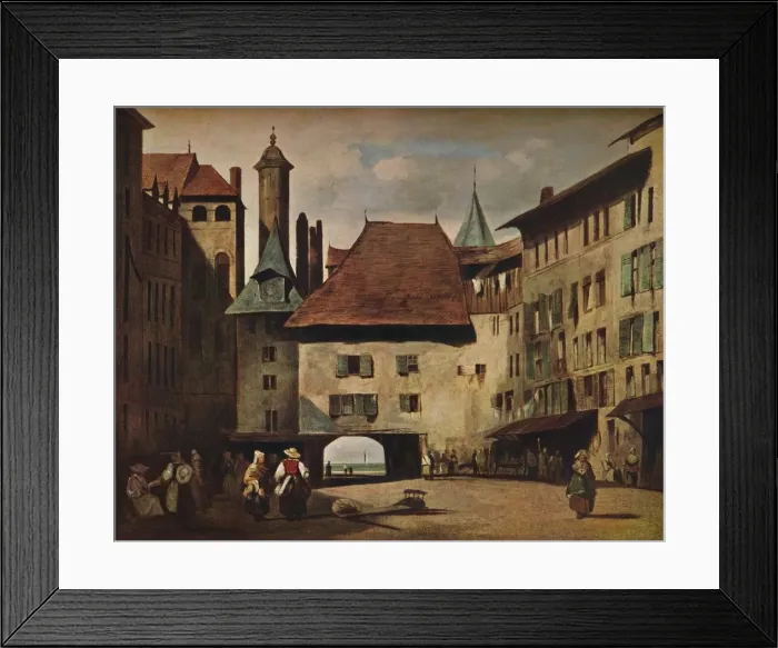 Framed Print : La Place du Molard, Geneva, c1830. Artist: Richard Parkes Bonington Framed Print : La Place du Molard, Geneva, c1830. Artist: Richard Parkes Bonington