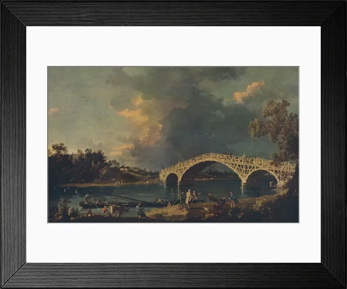 Framed Print : Old Walton Bridge, 1754. Artist: Canaletto Framed Print : Old Walton Bridge, 1754. Artist: Canaletto