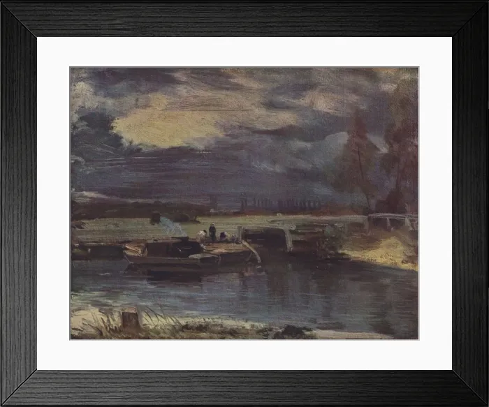 Framed Print : Barges on the Stour, with Dedham Church in the distance, c1811. Artist: John Constable Framed Print : Barges on the Stour, with Dedham Church in the distance, c1811. Artist: John Constable