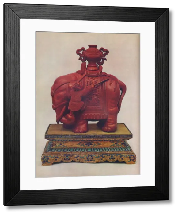Framed Print : One of a pair of carved red lacquer elephants, Chinese, Qianlong Period, c1765 Framed Print : One of a pair of carved red lacquer elephants, Chinese, Qianlong Period, c1765