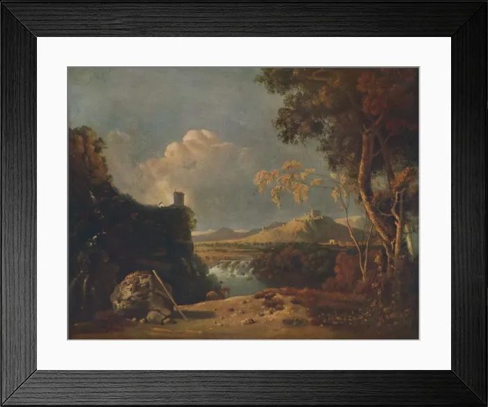 Framed Print : The White Monk - IV (Italian Landscape, with White Monk), c1752. Artist: Richard Wilson Framed Print : The White Monk - IV (Italian Landscape, with White Monk), c1752. Artist: Richard Wilson