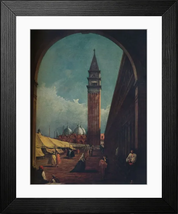 Framed Print : Venice: A Fair in the Piazza San Marco Seen through an Archway at the South-West End, c1863 Framed Print : Venice: A Fair in the Piazza San Marco Seen through an Archway at the South-West End, c1863