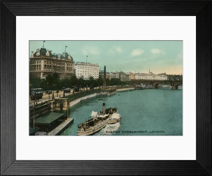 Framed Print : Thames Embankment, London, c1910 Framed Print : Thames Embankment, London, c1910