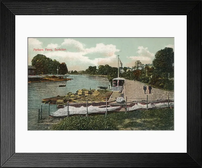 Framed Print : Parkers Ferry, Surbiton, c1907 Framed Print : Parkers Ferry, Surbiton, c1907