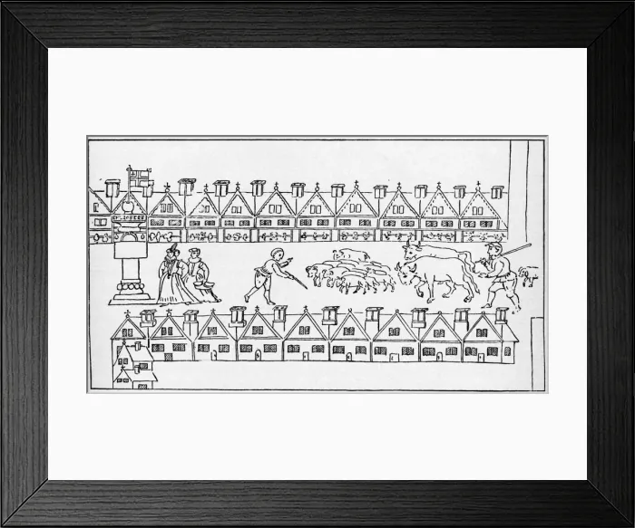 Framed Print : Eastcheap Market, London, c1598 (1904) Framed Print : Eastcheap Market, London, c1598 (1904)