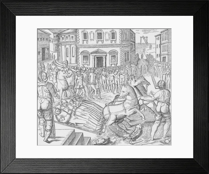 Framed Print : Execution of three Carthusian martyrs, Tyburn, London, 1535 (1904). Artist: Nicolas Beatrizet Framed Print : Execution of three Carthusian martyrs, Tyburn, London, 1535 (1904). Artist: Nicolas Beatrizet
