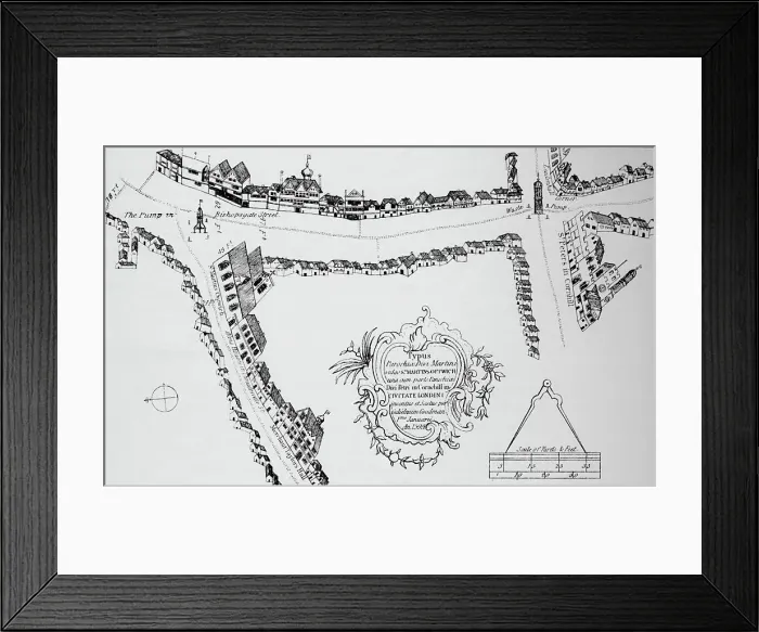 Framed Print : Map of Bishopsgate, City of London, c1599 (1904) Framed Print : Map of Bishopsgate, City of London, c1599 (1904)