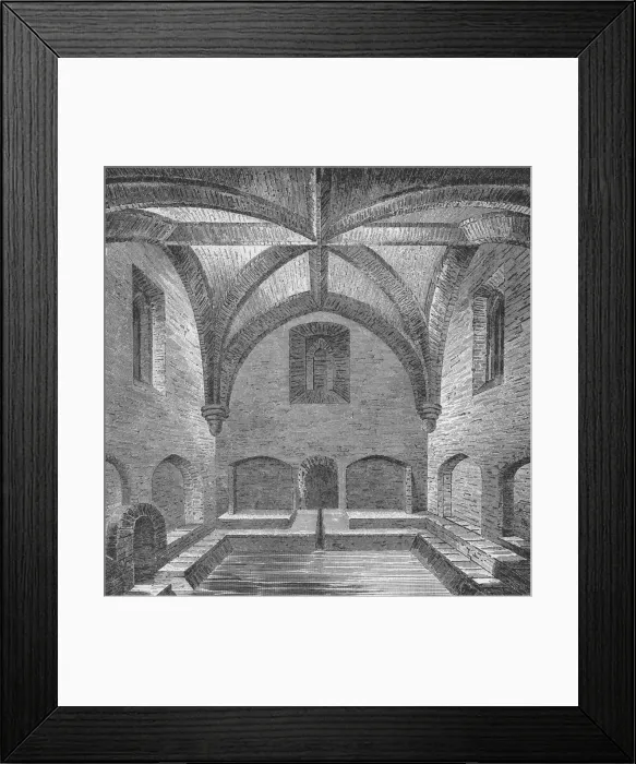 Framed Print : Interior view of Queen Elizabeths Bath, London, 1834 (1904). Artist: James Basire III Framed Print : Interior view of Queen Elizabeths Bath, London, 1834 (1904). Artist: James Basire III