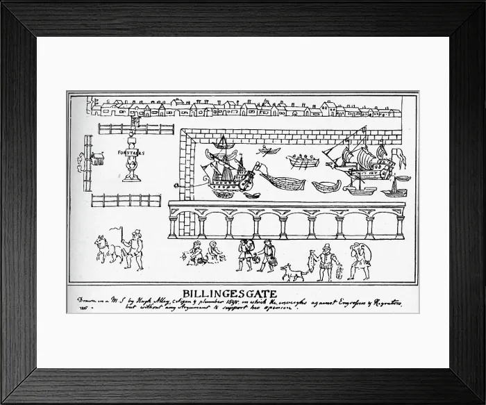 Framed Print : Billingsgate, London, 1598 (1904). Artist: Hugh Alley Framed Print : Billingsgate, London, 1598 (1904). Artist: Hugh Alley