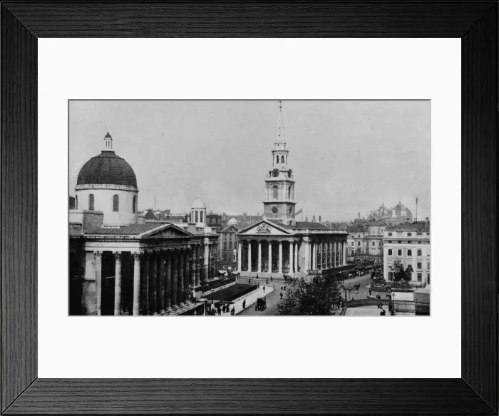 Framed Print : National Gallery and Church of St Martin-in-the-Fields, Westminster, London, c1910 (1911). Artist: Photochrom Co Ltd of London Framed Print : National Gallery and Church of St Martin-in-the-Fields, Westminster, London, c1910 (1911). Artist: Photochrom Co Ltd of London
